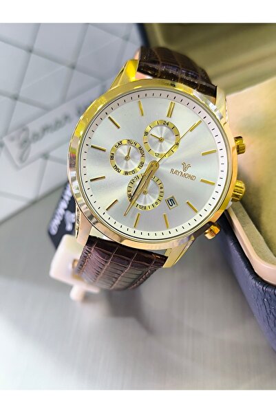 Raymond Crocodile Pattern Leather Cord Men's Wrist Watch