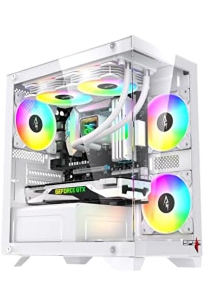 SPEARPC كيس كمبيوتر ألعاب سوشي 345 Micro Atx حجم لوحه أم (صغير) 4 مراوحARGB- لون أبيض