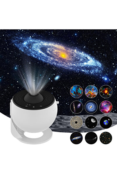 Genel Markalar 13 Diskli Gezegen Galaxy Yıldızlı Projektör Gece Lambası Çocuk...