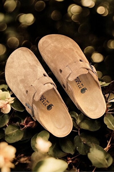 Land of Cork Snape Sabo Unisex Taba Süet Anatomik Mantar Tabanlı Kapalı Terlik