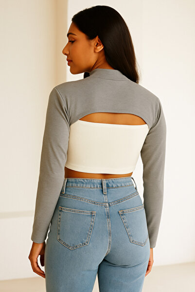 mirach Esnek Dik Yaka Boyunluklu Kolluk Penye Pamuk Uzun Kollu Tesettür Bodysuit Kolluk Likralı