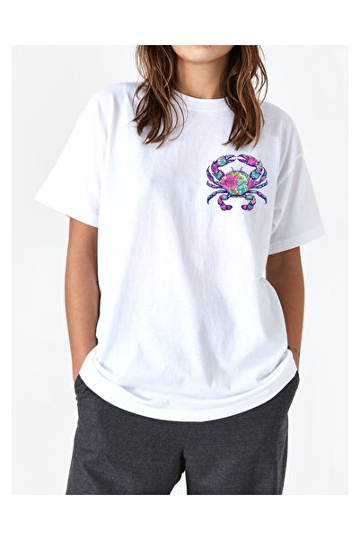 Tubinyoo تي شيرت كبير الحجم مطبوع عليه سرطان البحر الصغير للجنسين