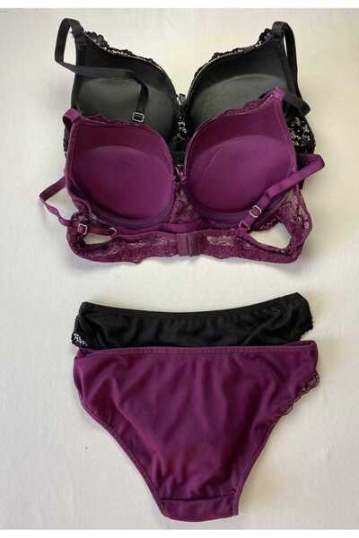 FNC design Women's Padded Supported Underwire (Wired) Lace 2-Piece Bra Set