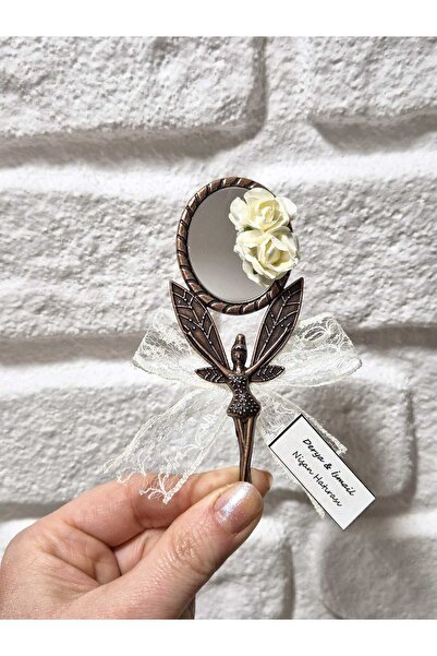 ASPİRİZM Dantel Kurdele Süslemeli Bronz Melek Ayna (25'li Set) DÜĞÜN-NİKAH-Nİ...