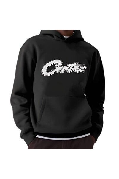 Elvino سويت شيرت Crtz مطبوع للنساء/الرجال للجنسين بغطاء للرأس أسود اللون ذو 3...