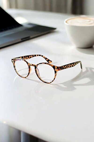 REN EYEWEAR قطع بيضاوي للجنسين - نظارات شاشة زرقاء مستديرة بطبعة جلد الفهد مع...