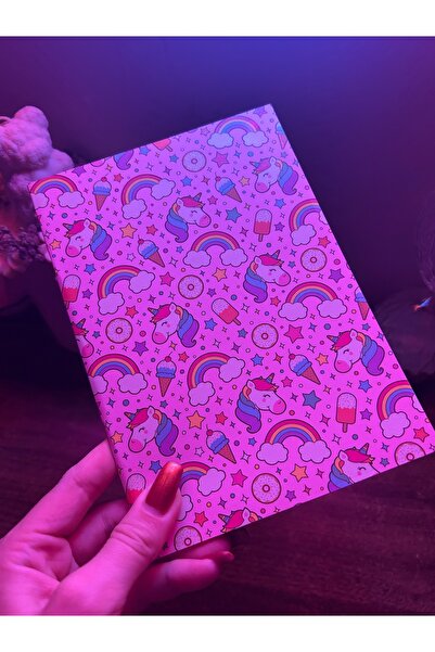 Unicorn pink parlak defter A5 boyutlu