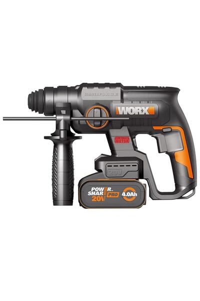 WORX WX381 20Volt 4.0Ah. 2J Li-ion Tek Akülü Profesyonel SDS-Plus Pnömatik Kırıcı/Delici + 3 Parça D
