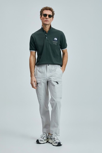 Lufian 111040223 Sandor Smart Polo Neck T-Shirt Men's T-Shirt Khaki