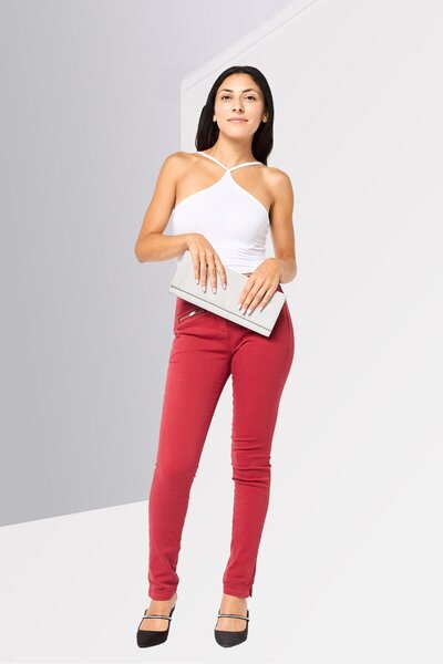 Scuderia Ferrari Women Regular Fit Plain Skinny Pants, Red