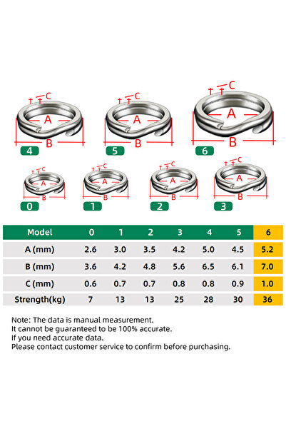 Choice 100 قطعة مقاس 6 حلقات مقسمة لصيد الأسماك 50 إلى 100 قطعة حلقات طُعم من...