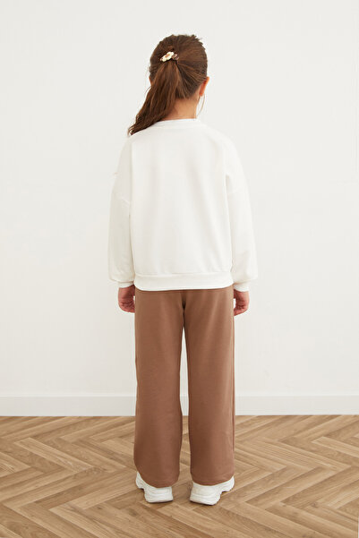 Fulla Moda Ribbon Embroidered Girl's Suit with Elastic Waist