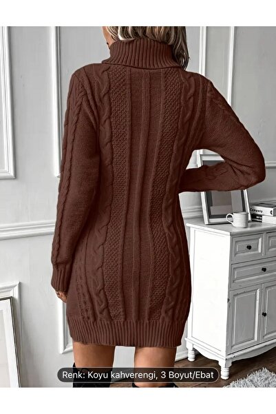 NZL TEKSTİL DGN'S BOĞAZLI SAÇ ÖRGÜLÜ KADIN TRİKO ELBİSE