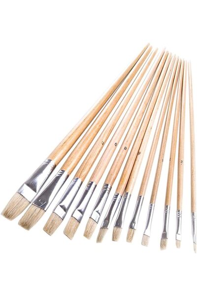 genric UKen Artist Brush Flat Head 12 Piece Set - U39579