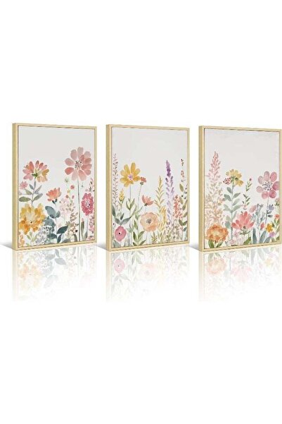 ALAYRA International Watercolor Wildflower Floral Canvas Wall Art Colorful Bo...