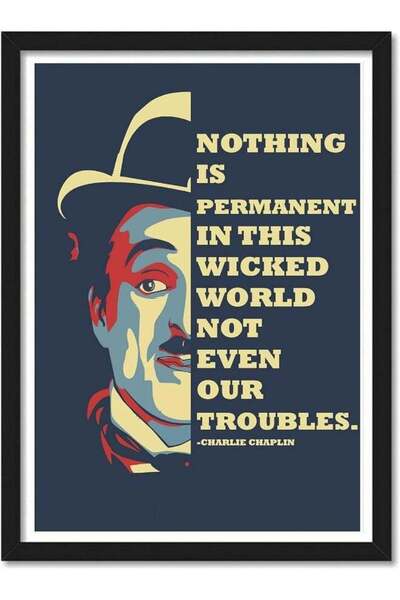 Emoda home Trove ملصق مؤطر يحمل اقتباسات تشارلي شابلن التحفيزية للغرفة والمكت...