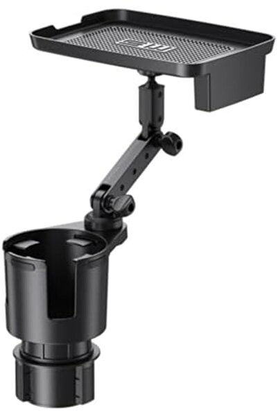 Generic حامل أكواب سيارة قابل للتعديل 2 في 1 مع صينية وجبات خفيفة تدور 360 درجة - منظم سيارة عالمي