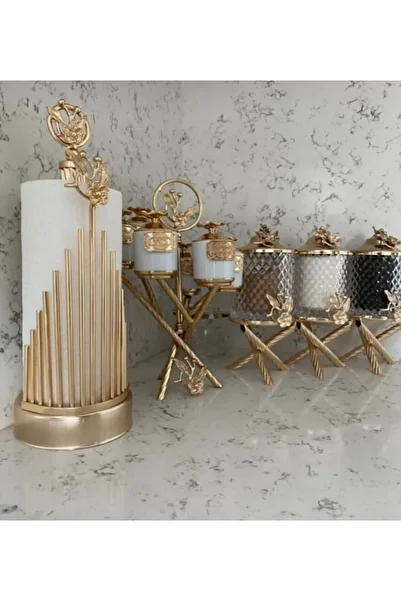 AZADE BAKIR Gold Rice Japongul Mini Crystal 3-Piece Jar, Zigzag 6-Piece Porcelain 6-Piece Spice Bowl and Verulo 3-Piece Set
