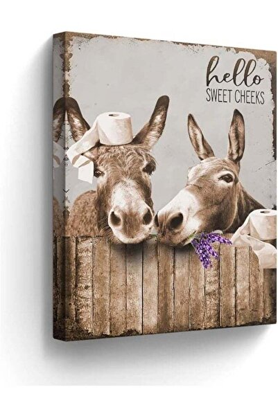 Emoda home Trove لوحة فنية جدارية من قماش كيت فلاور لديكور الحمام، صور حمار، ...