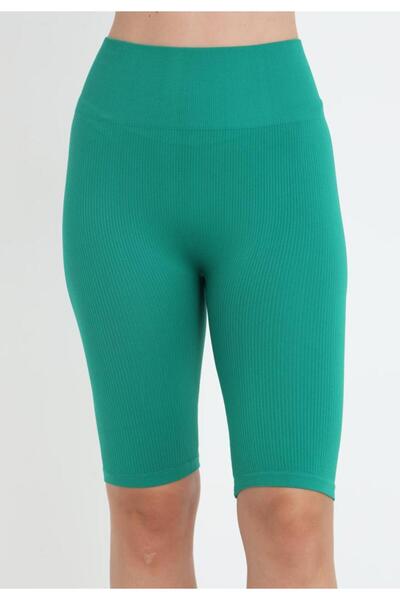 Serena Short Ribbed Green High-Waisted Leggings