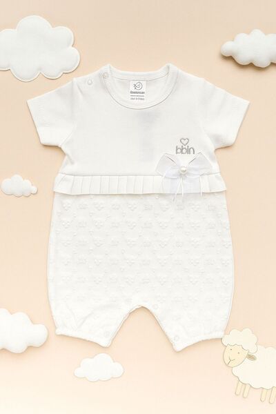 Puppis Baby Baby Girl Stoned Tulle Short Sleeve Jumpsuit