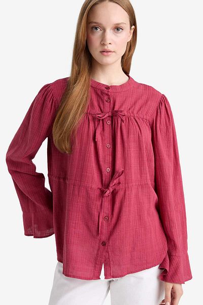 DeFacto Regular Fit Crew Neck Flared Cotton Long Sleeve Tunic F9042Ax25Au