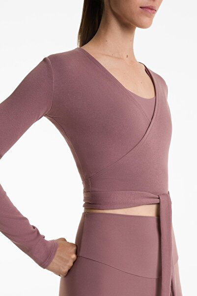 Oysho Rib cotton blend wrap top