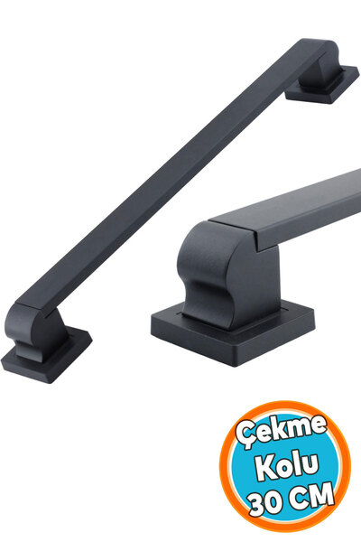 NZB Sürgülü Kapı Çekme Kolu Tutma Kulpu Kulbu Çelik Dış Kapı Tutamağı Kol Siyah 30 Cm