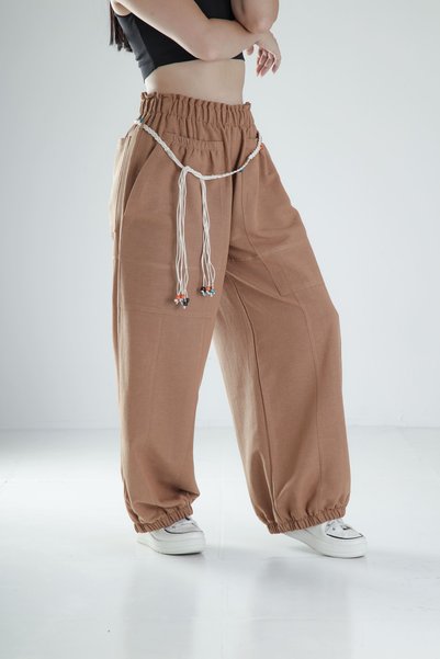 COCOPELLI Design linen brown baggy women's trousers coc1108