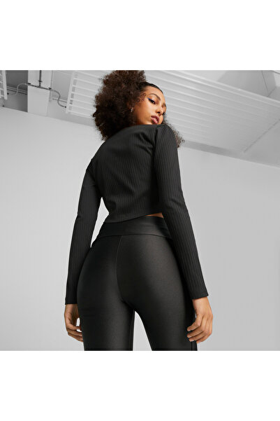 Puma Womens Classics Ribbed Long Sleeve Shirt - Black