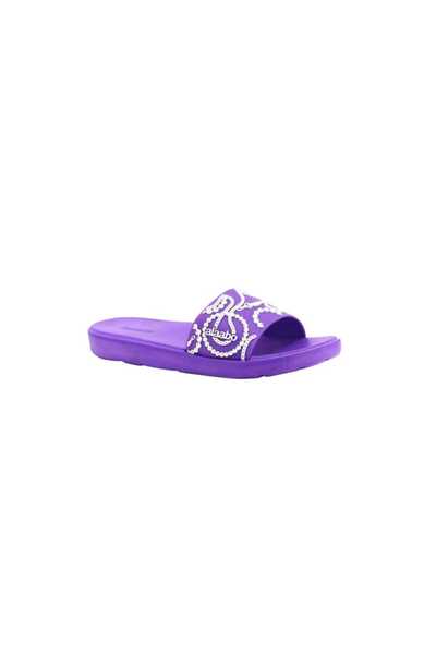 Museburan Plain Face Embroidered Lux Eva Slippers Purple
