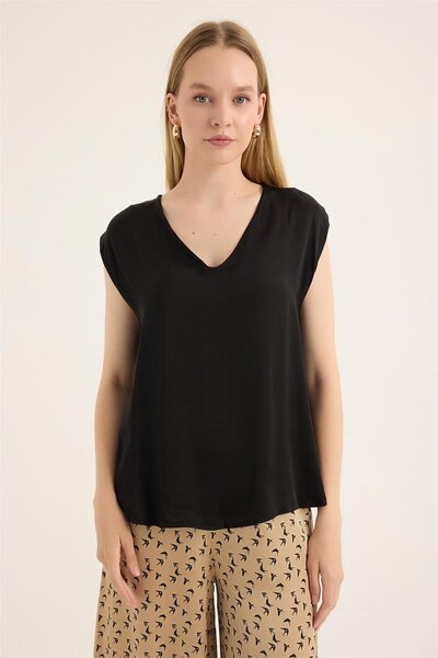 HomeStore Satin V-Neck Blouse
