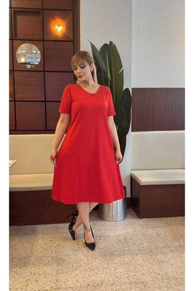 LİKRA Women's Large Size Lycra Crepe Dress