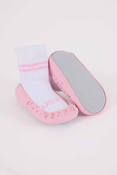 U.S. Polo Assn. Licensed Baby Girl Sandal Socks Pink