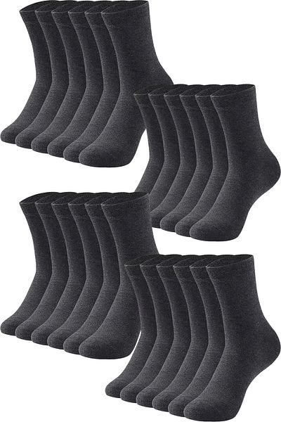 HRN Textile Pack of 24 Men's Cotton Plain Long Socks – Anti-Sweat and Odor