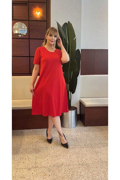LİKRA Women's Large Size Lycra Crepe Dress