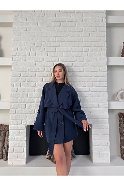 Ekim Store Rüzgarlık Detaylı Kuşaklı Trençkot