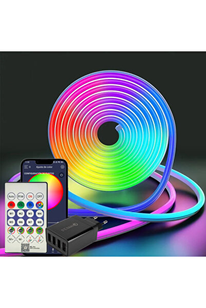 MSN Kit LED Neon Flex RGB MAGIC SMART, Exterior/Interior, Control prin Aplicație + Telecomandă, 5 Metri
