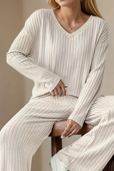 CLAYES Unisex White Report Interlock Fabric Tracksuit Set – Comfortable Home and Daily Wear