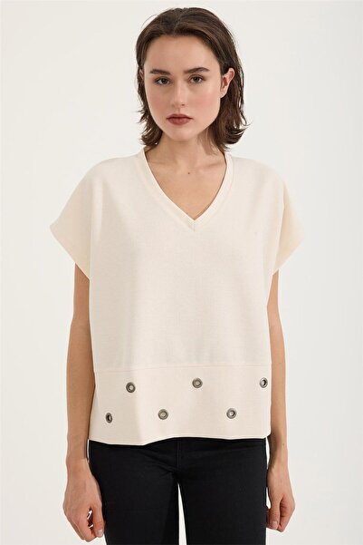 HomeStore Tricou cu ochi de pasăre la marginea fustei