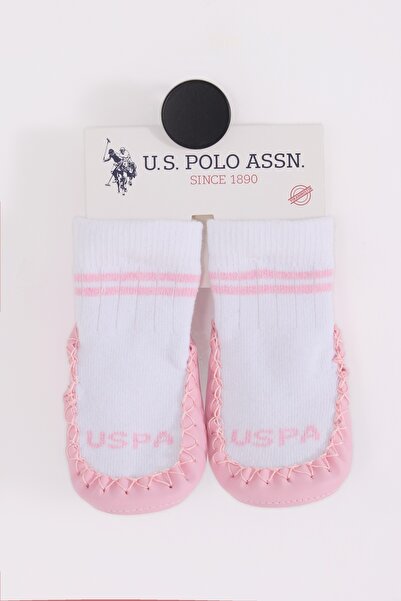 U.S. Polo Assn. US POLO KIZ BEBEK ÇARIK ÇORAP Beyaz/pembe