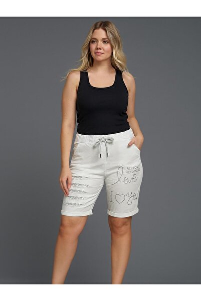 Butik İtalyan Likralı Şort - BEYAZ