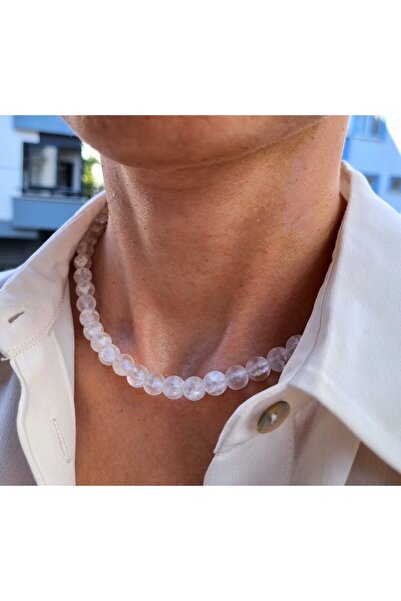 NEMOR STUDIO قلادة من الحجر الطبيعي من نيسيف |   التألق النقي الأبيض