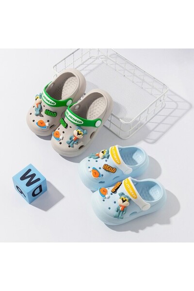 Mixbo - Saboți pentru copii, albastru deschis, accesorii detașabile, mărimea 24-25 EU