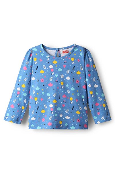 Babyhug 100% Cotton Knit Full Sleeves T-Shirts Floral & Polka Dots (Pack of 3)-Pink Blue & Sea Green
