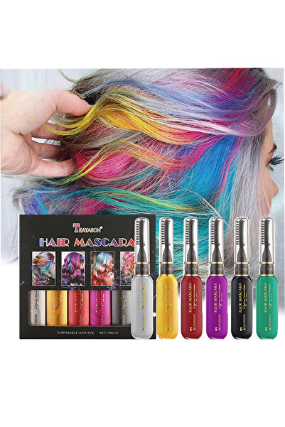 Teayason مجموعة ماسكارا الشعر، 6 قطع من طباشير الشعر المؤقتة الملونة القابلة ...