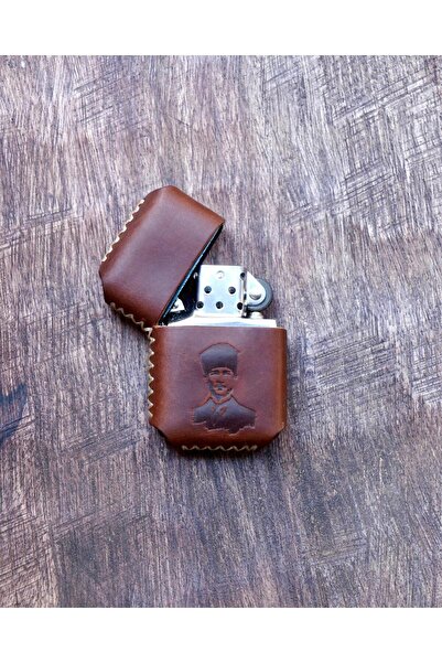 CACTUS Kişiye özel Hakiki deri Kaplama Çakmak Benzinli Çakmak - İsim Baskılı El