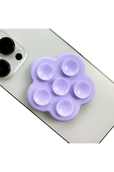 OEM PopSocket for phone, Phone holder function, Tile/glass attachment, Flower pattern, Silicone, Purple