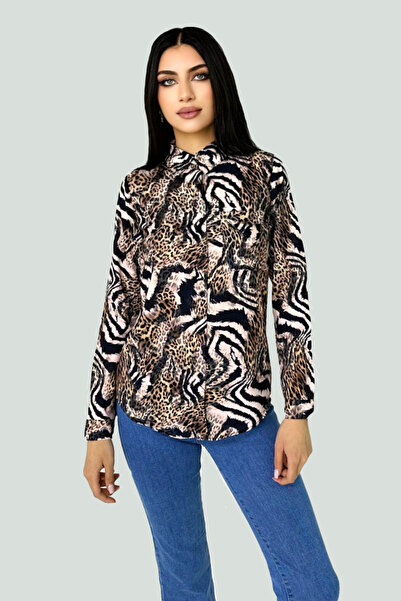 FashionForYou Ivia women's shirt, with long sleeves, classic cut and decorati...