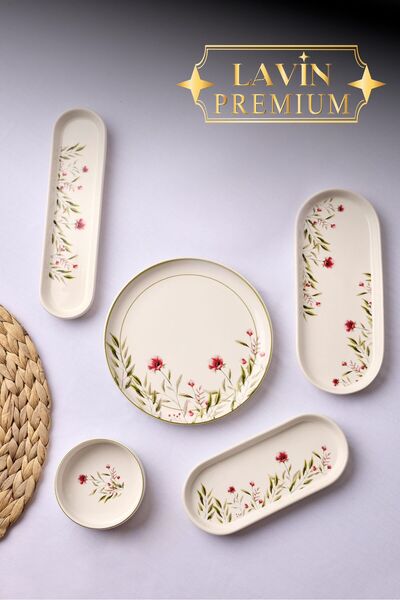 YzHome 14 Piece Porcelain Breakfast Set for 6 People Breakfast Presentation Set Plate Plate
